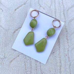 NEW Boutique Acrylic Statement Drop Earrings in Pale Green